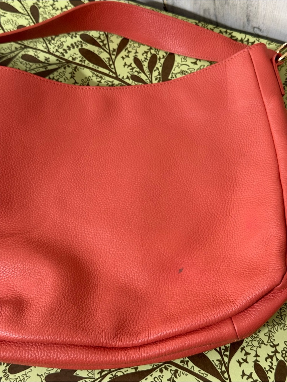 Laggo Coral Leather Hobo Shoulder Bag with Gold Accents - Picture 14 of 16